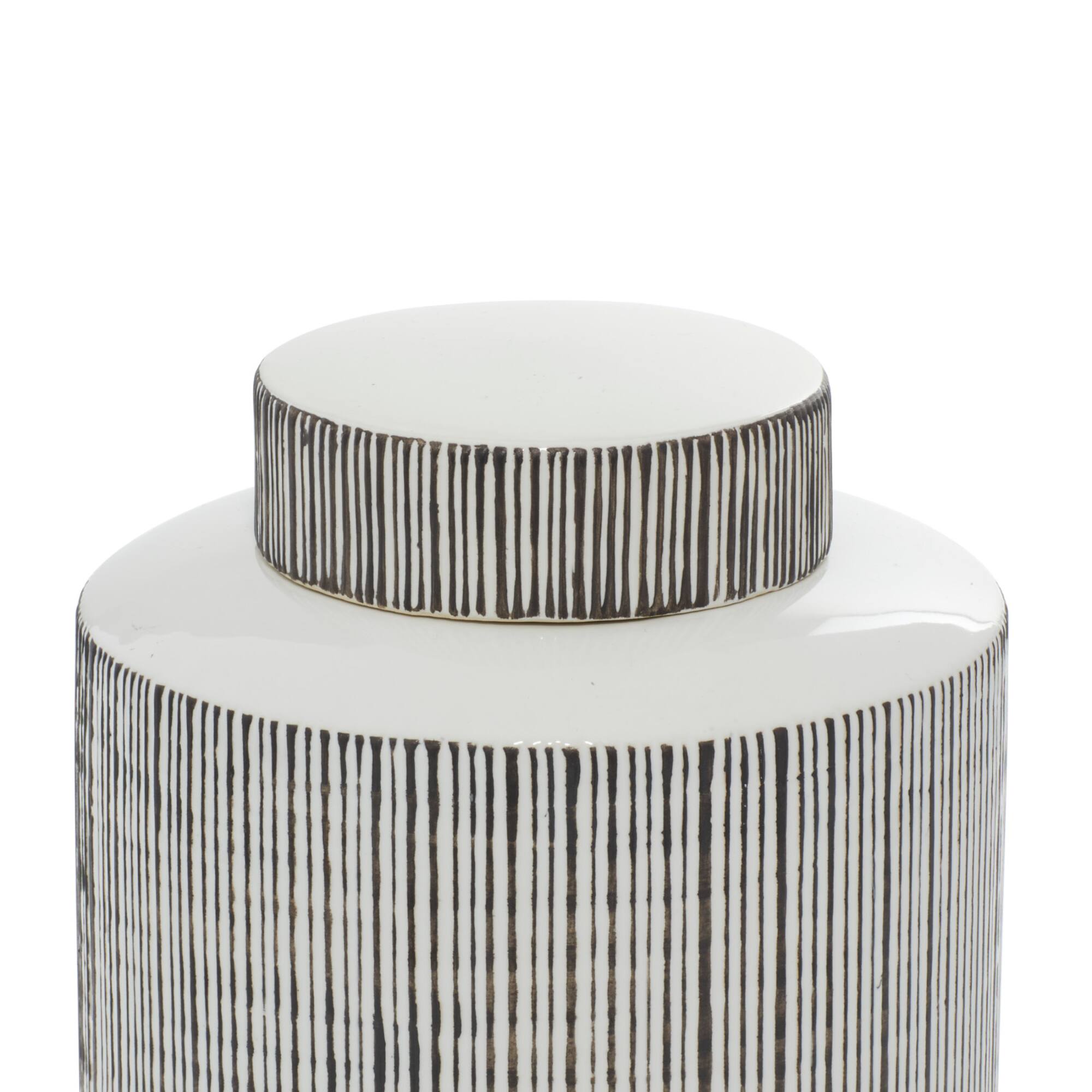Black and White Ceramic Modern Jars, set of 2, 13", 11"